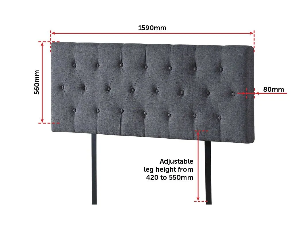 Grey Linen Fabric Queen Bed Headboard, Adjustable