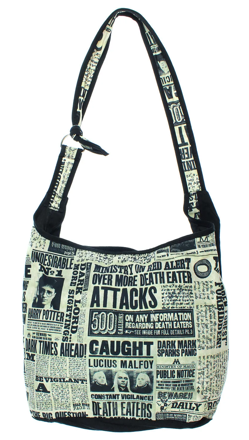 Harry Potter Bag Daily Prophet Newspaper Headlines Hobo Slouch Bag Purse