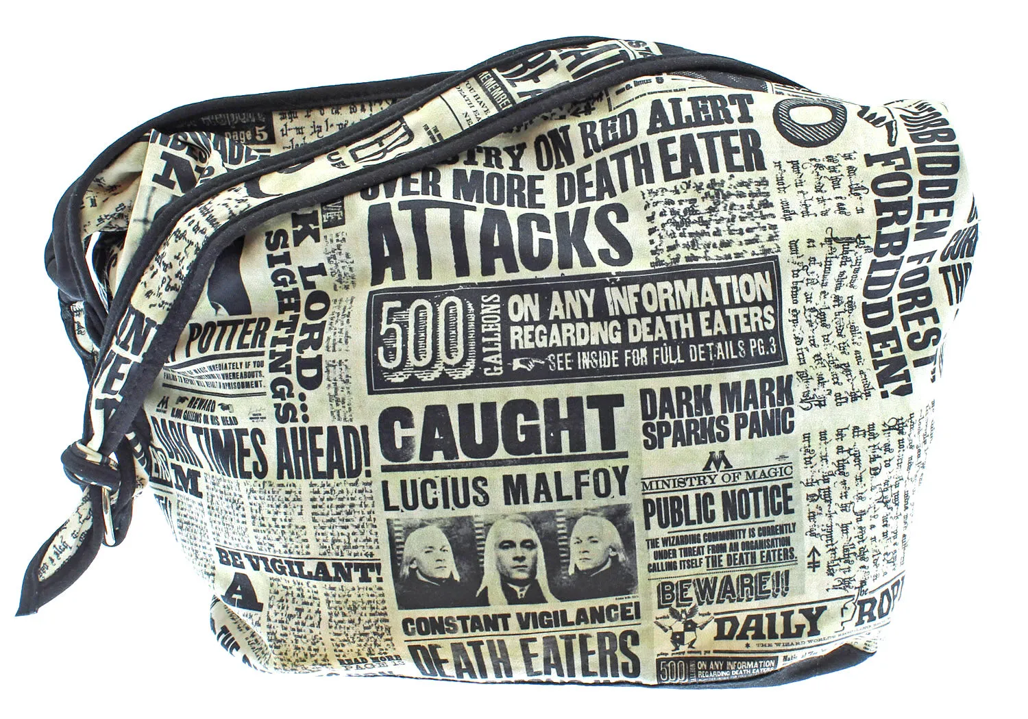 Harry Potter Bag Daily Prophet Newspaper Headlines Hobo Slouch Bag Purse