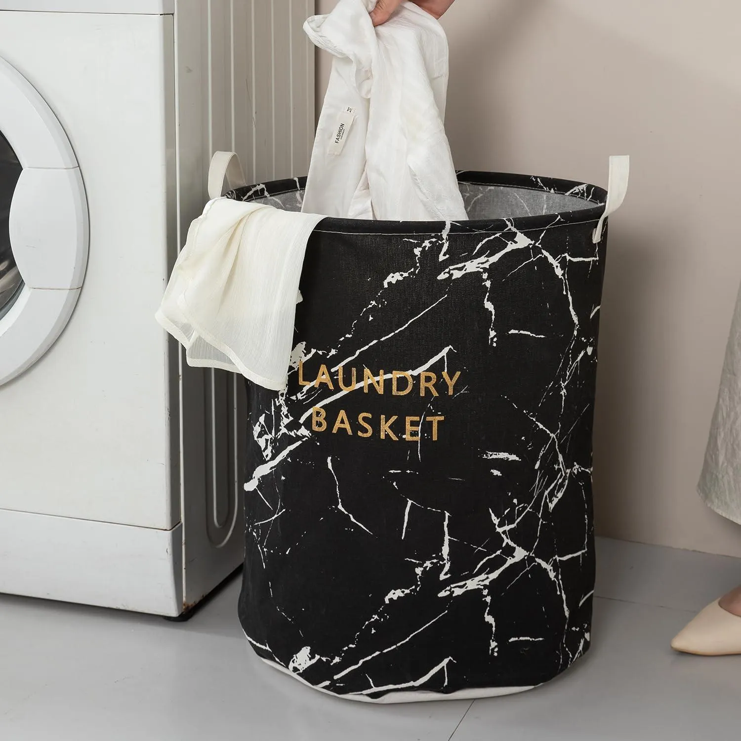 HOKIPO Foldable Cloth Laundry Bag Hamper - Large 61 Ltr, Black