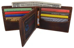 Hunter Leather RFID Blocking Mens Multi-Card ID Holder Bifold Wallet