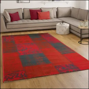 Isfahan Distressed/Vintage Patchwork Rug, Polypropylene, Red, 160 x 230 cm