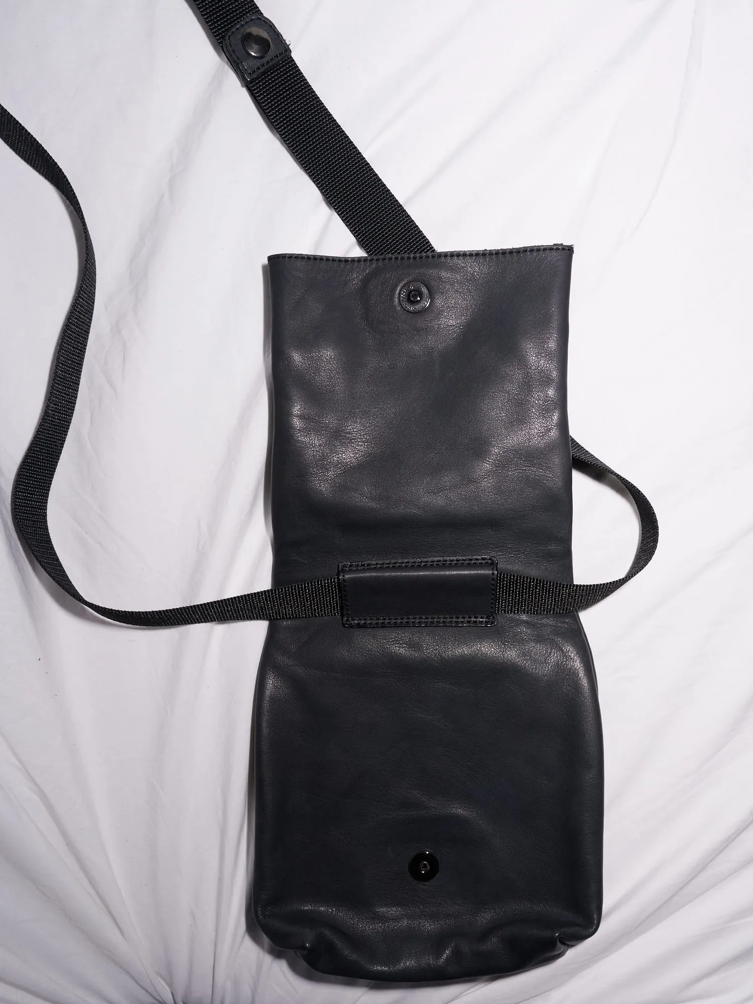 Jean Colonna 1990s small black leather double zipped compartment shoulder bag