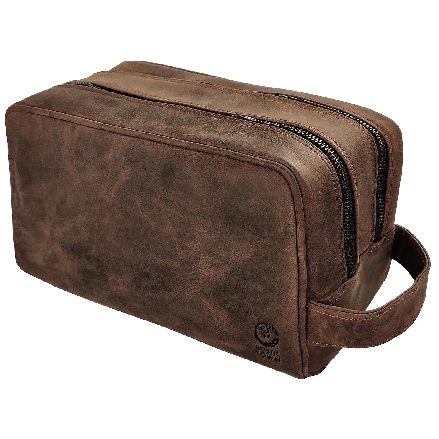 Johnny Men's Leather Travel Dopp Kit (Dark Brown) - Mike