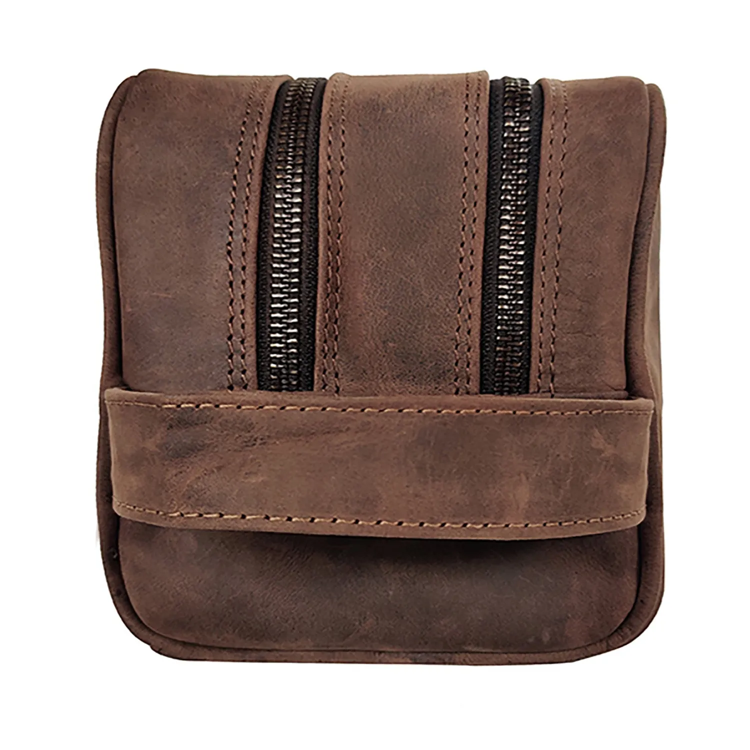 Johnny Men's Leather Travel Dopp Kit (Dark Brown) - Mike