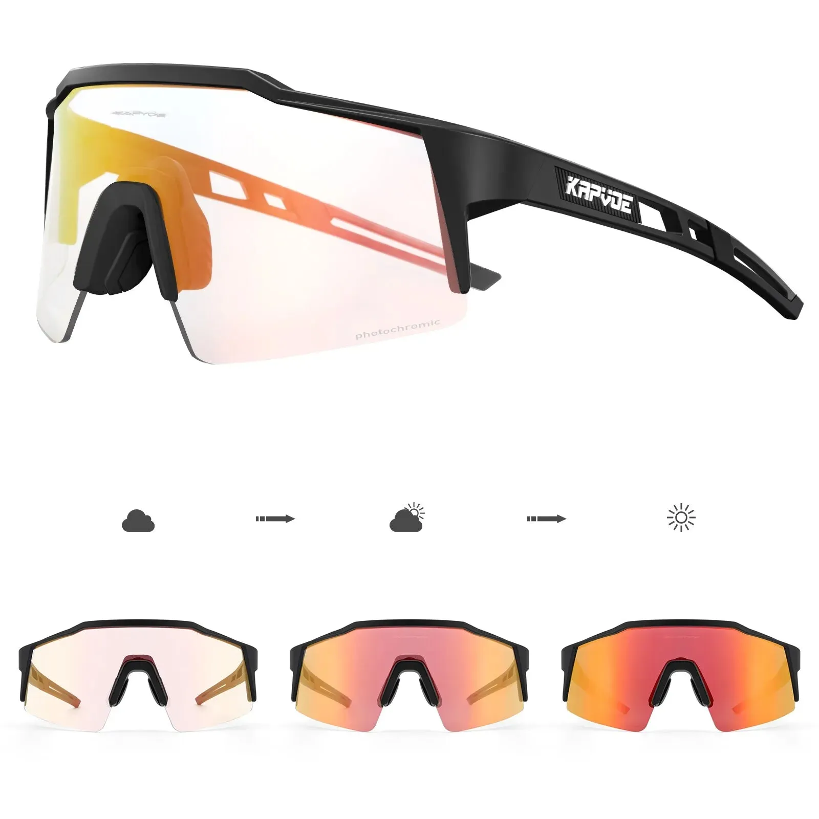 Kapvoe Photochromic Cycling Sunglasses Mtb Bicycle Cycling Glasses Women Men Bike Eyewear Outdoor Sports Goggles