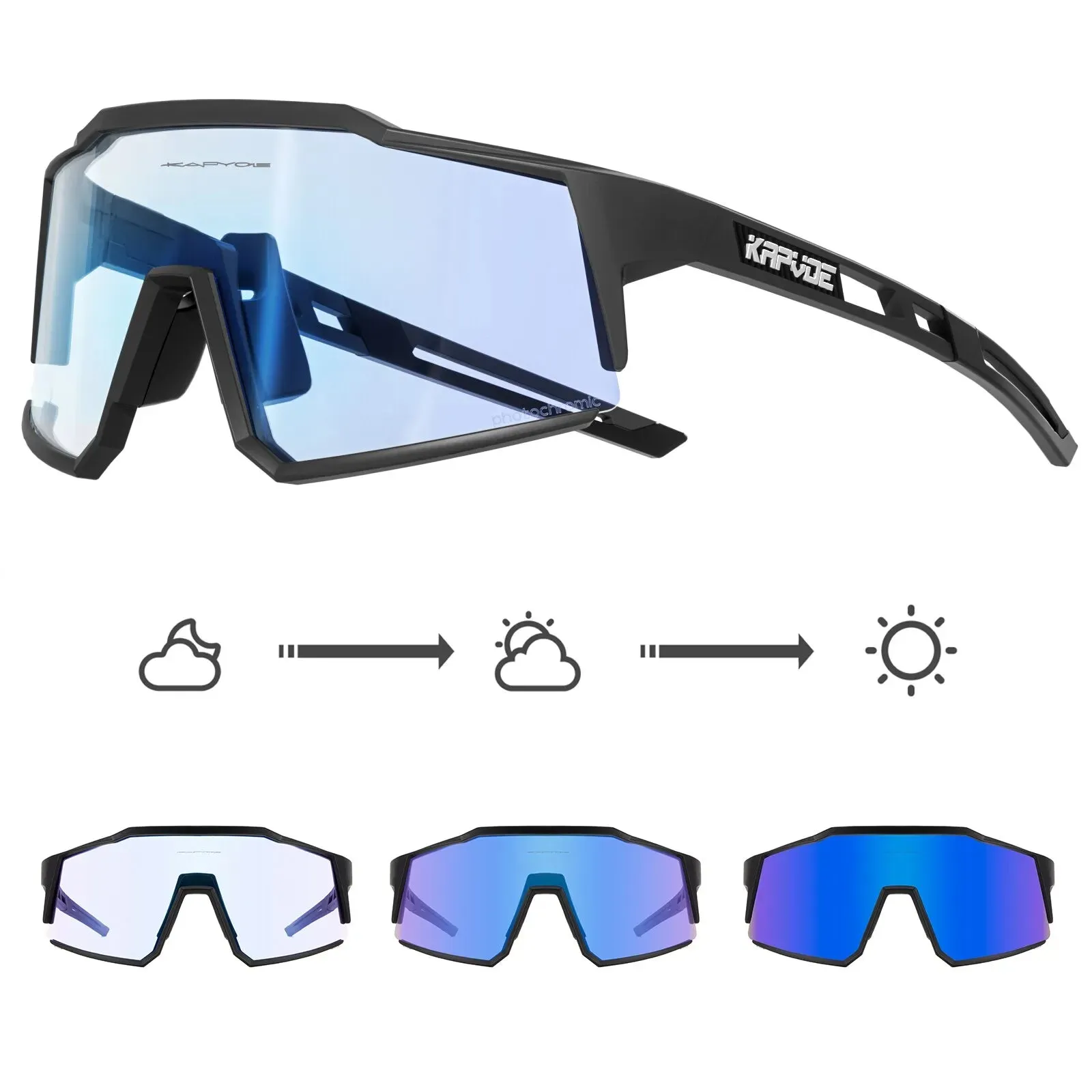 Kapvoe Photochromic Cycling Sunglasses Mtb Bicycle Cycling Glasses Women Men Bike Eyewear Outdoor Sports Goggles