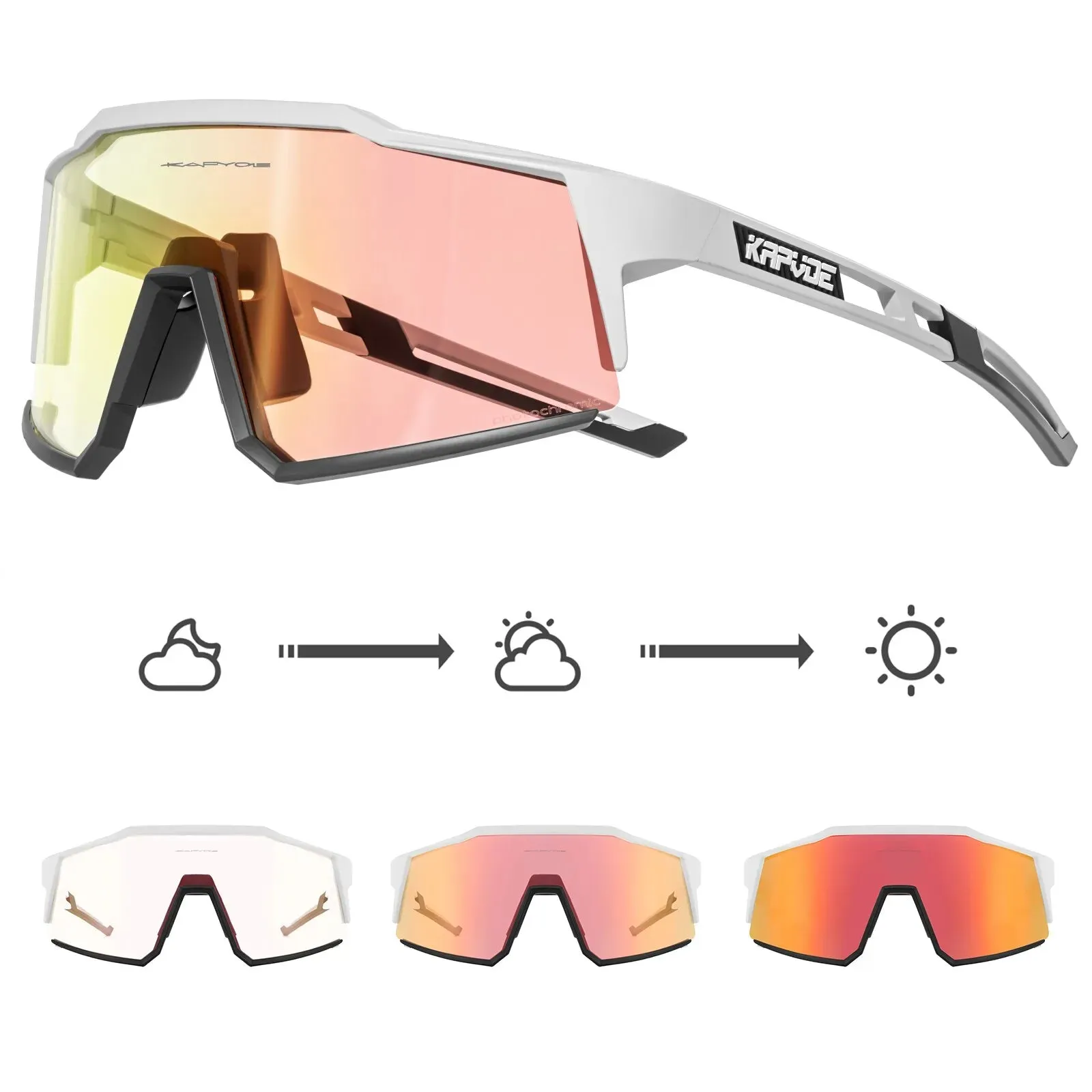 Kapvoe Photochromic Cycling Sunglasses Mtb Bicycle Cycling Glasses Women Men Bike Eyewear Outdoor Sports Goggles