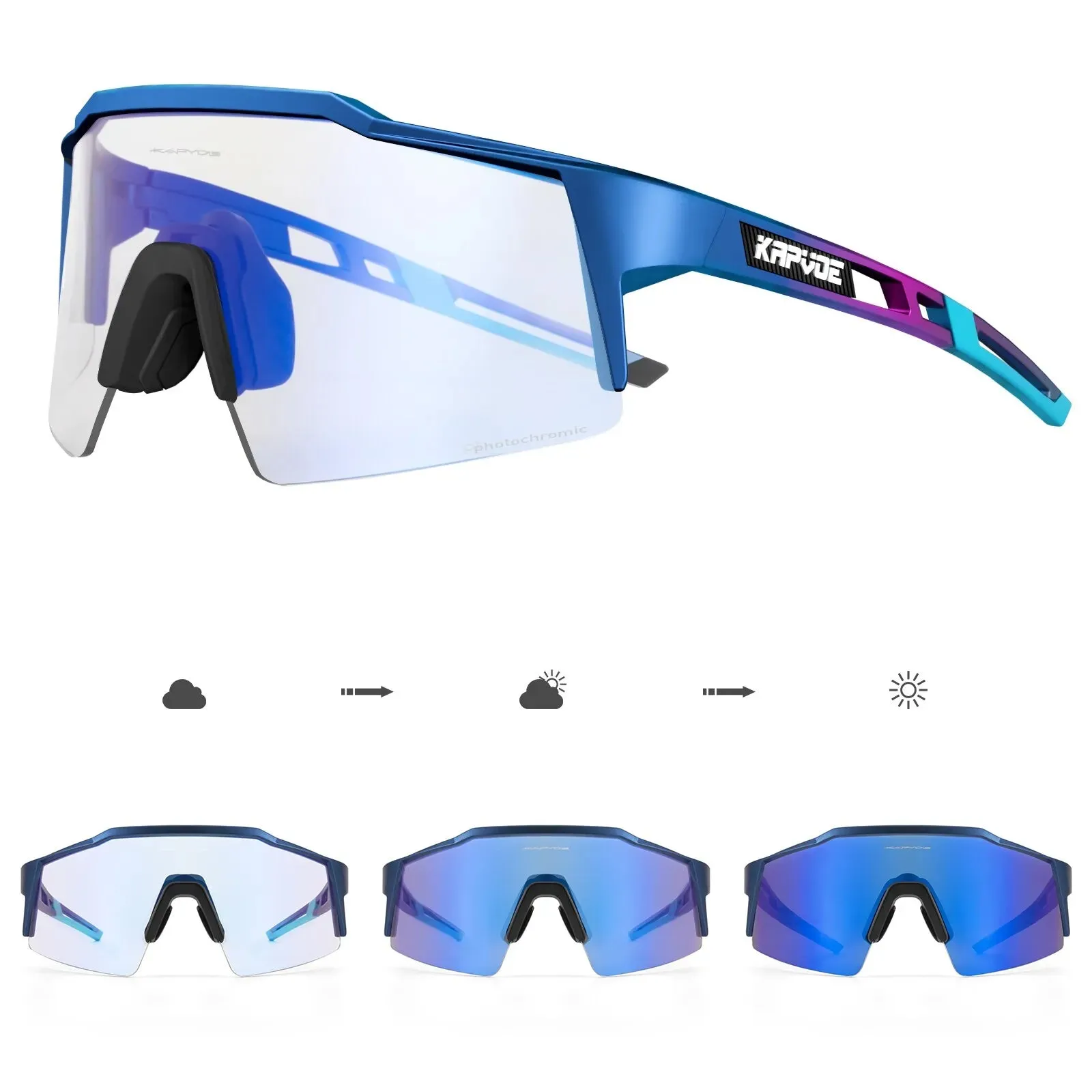 Kapvoe Photochromic Cycling Sunglasses Mtb Bicycle Cycling Glasses Women Men Bike Eyewear Outdoor Sports Goggles