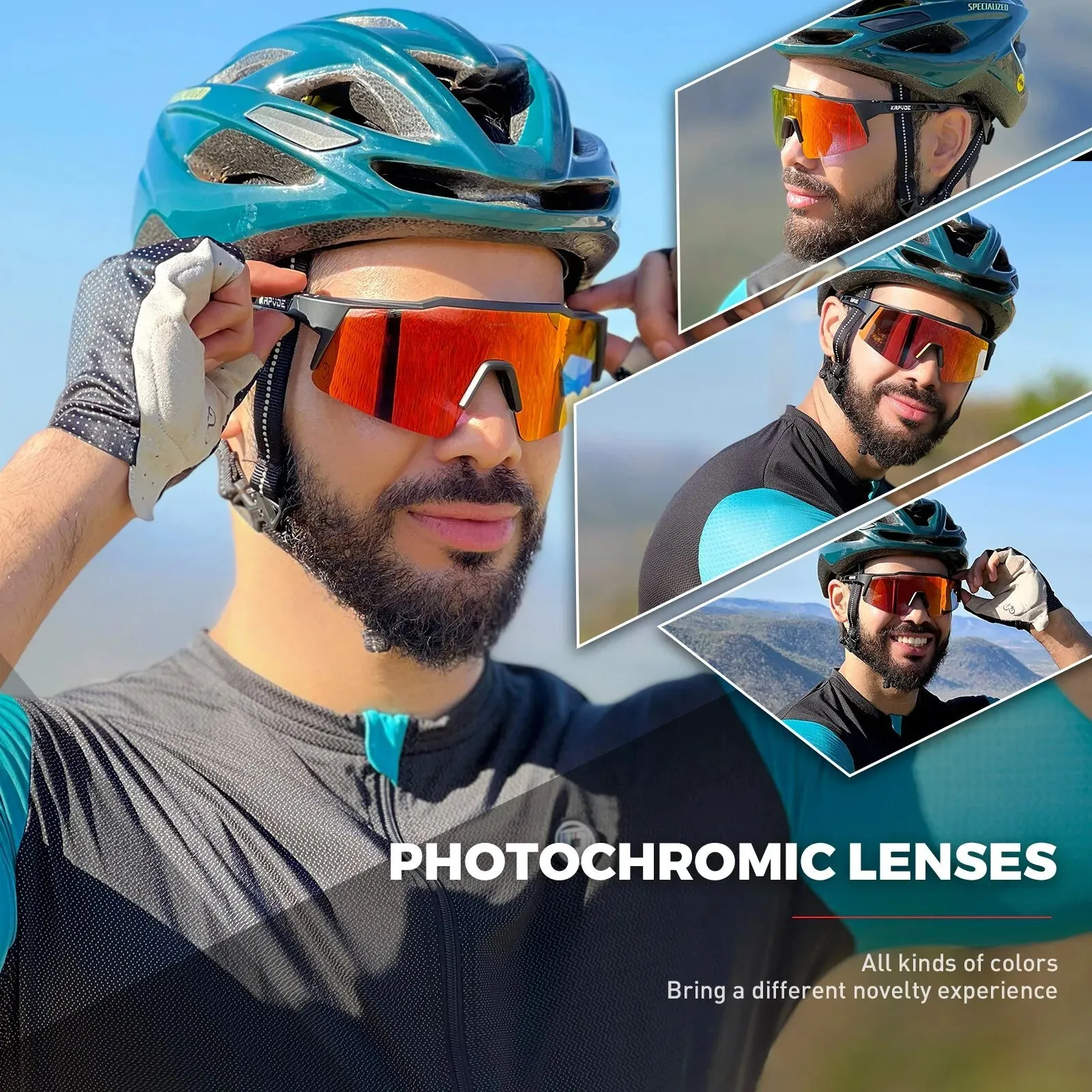 Kapvoe Photochromic Cycling Sunglasses Mtb Bicycle Cycling Glasses Women Men Bike Eyewear Outdoor Sports Goggles