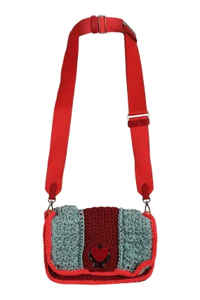 KATE SPADE New York Red Blue Knitted Spade Flower Crossbody Sample Bag (S)