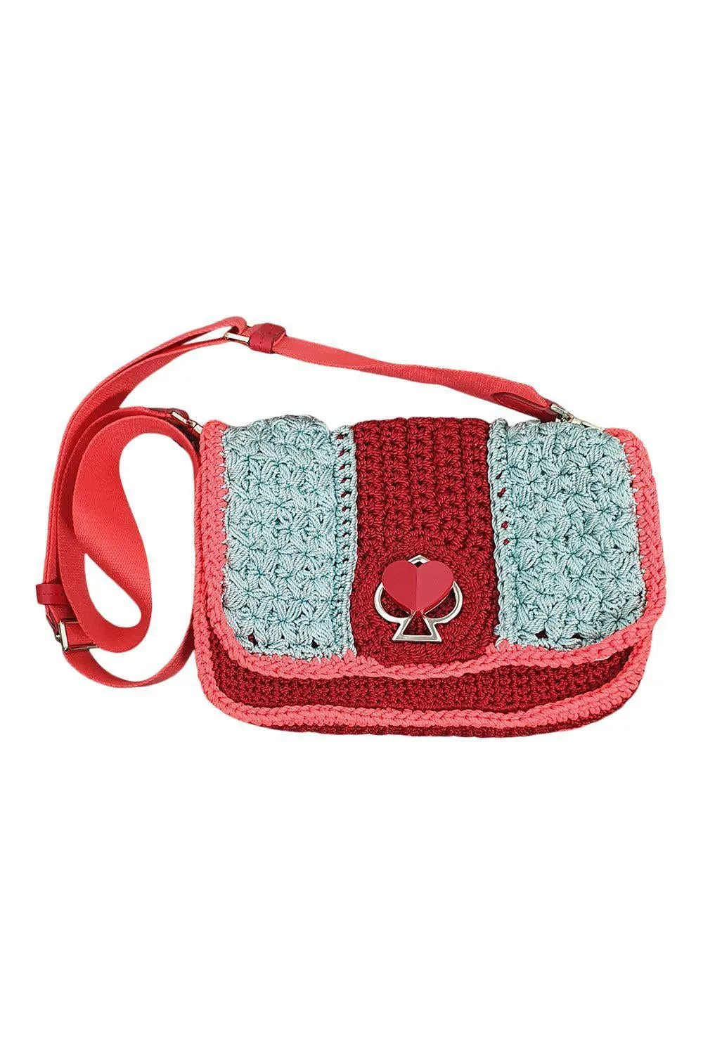 KATE SPADE New York Red Blue Knitted Spade Flower Crossbody Sample Bag (S)