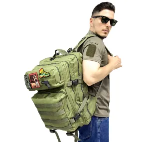 Khaki Tactical Sports Backpack with Pec Area - 50 Liter Bag