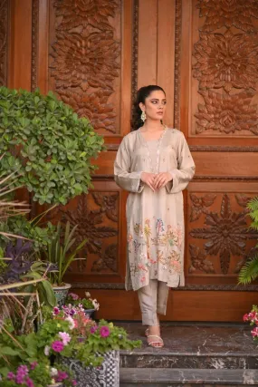 Khayal BY SHAISTA HASSAN - Grey with signature embroidery - Raw Silk - 3 Piece