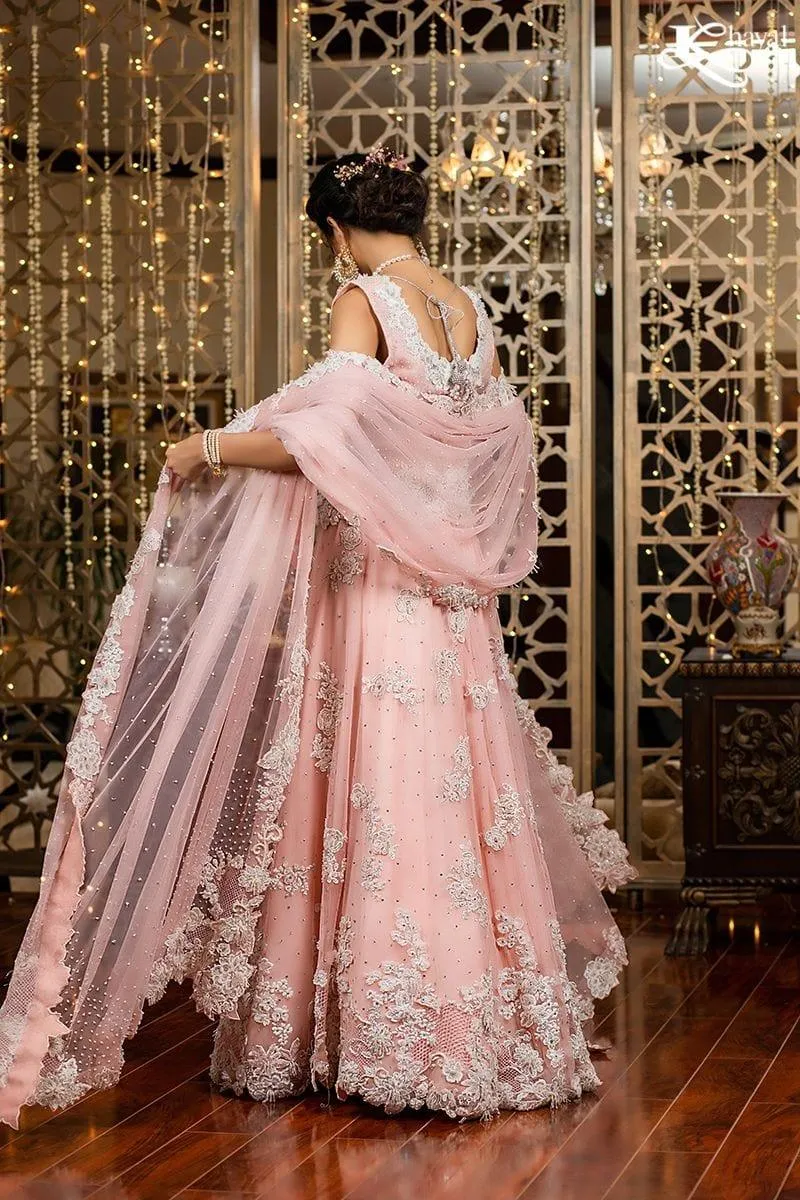 Khayal BY SHAISTA HASSAN - Light pink net and lace lehenga choli - 3 Piece