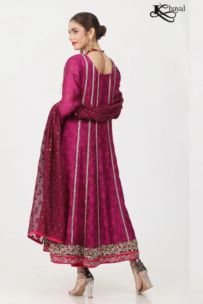 Khayal BY SHAISTA HASSAN - Pure silk jaal net angarkha heavily embellished - 3 Piece