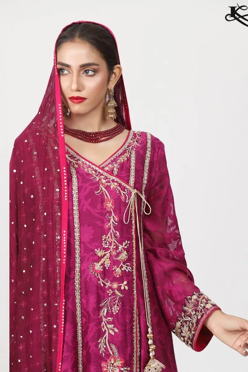 Khayal BY SHAISTA HASSAN - Pure silk jaal net angarkha heavily embellished - 3 Piece