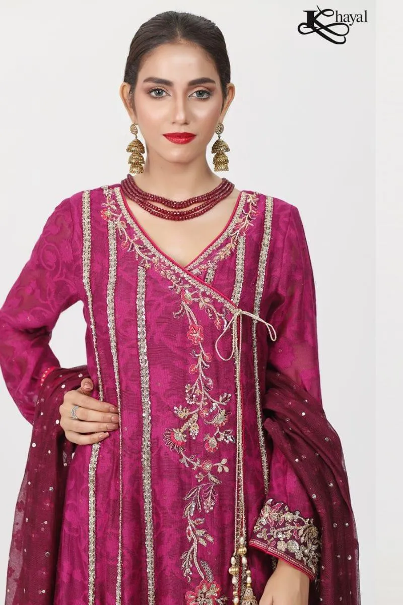 Khayal BY SHAISTA HASSAN - Pure silk jaal net angarkha heavily embellished - 3 Piece