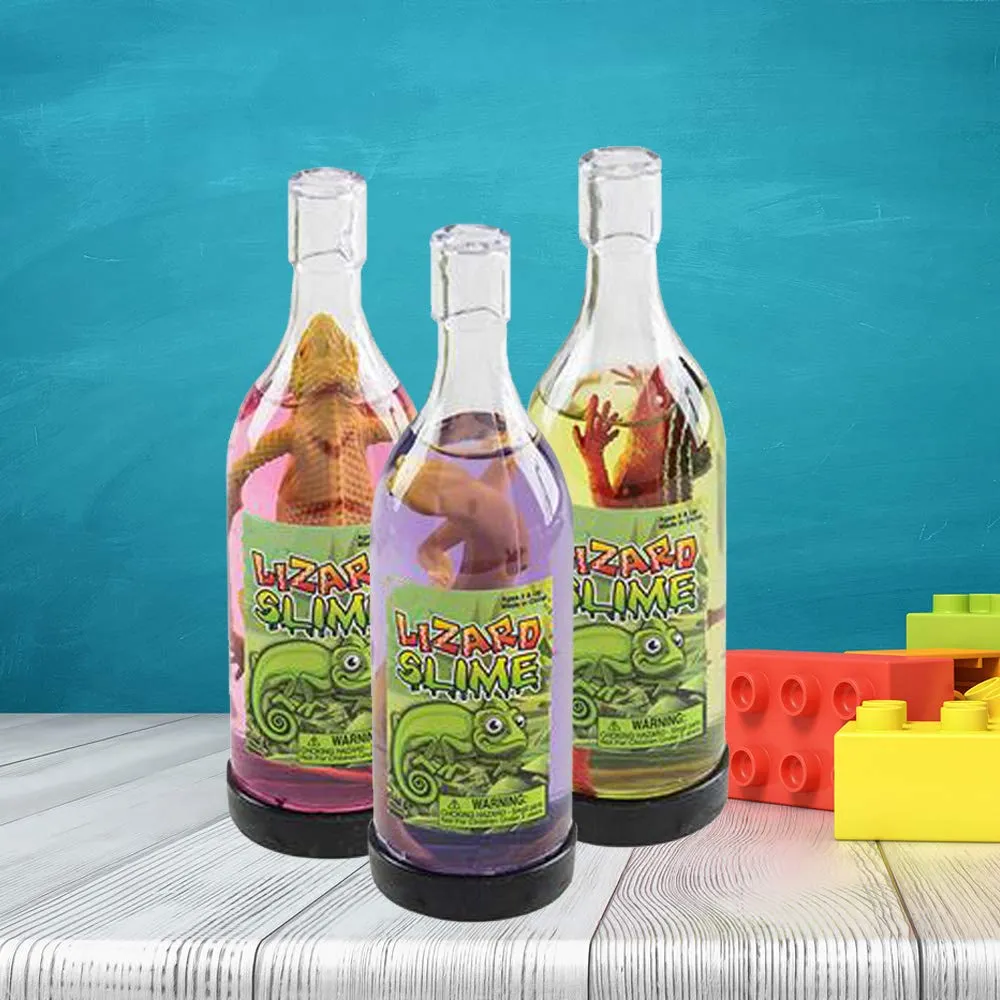 Kicko Lizard Slime - 6 Pack - Colored, Gooey Slimes with a Lizard Figurine Inside a Bottle