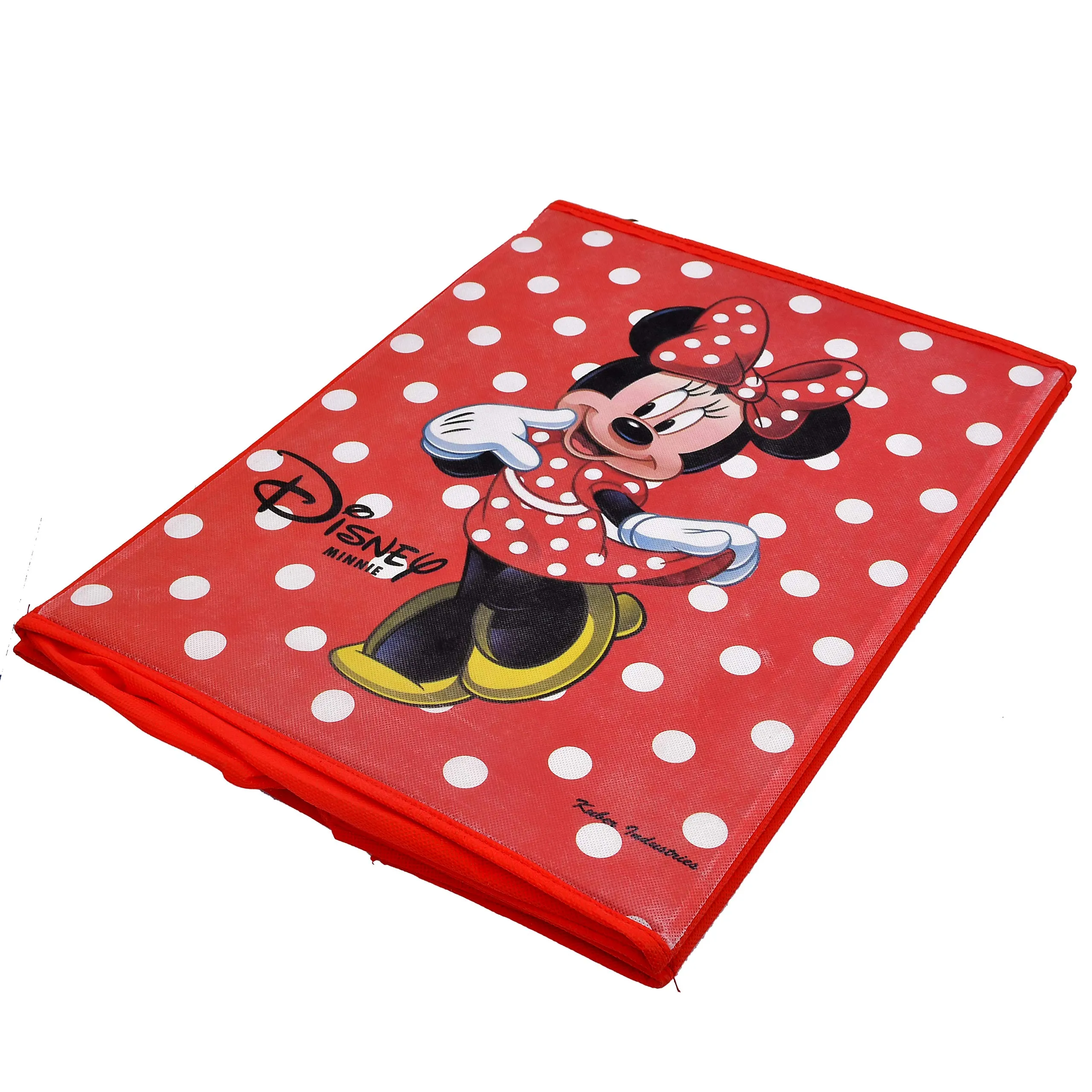 Kuber Industries Disney Minnie Mickey Mouse Print Non Woven Fabric Foldable Laundry Basket, Toy Storage Basket, Cloth Storage Basket with Lid & Handles (Set of 2, Black & Red)-KUBMART1221, Standard