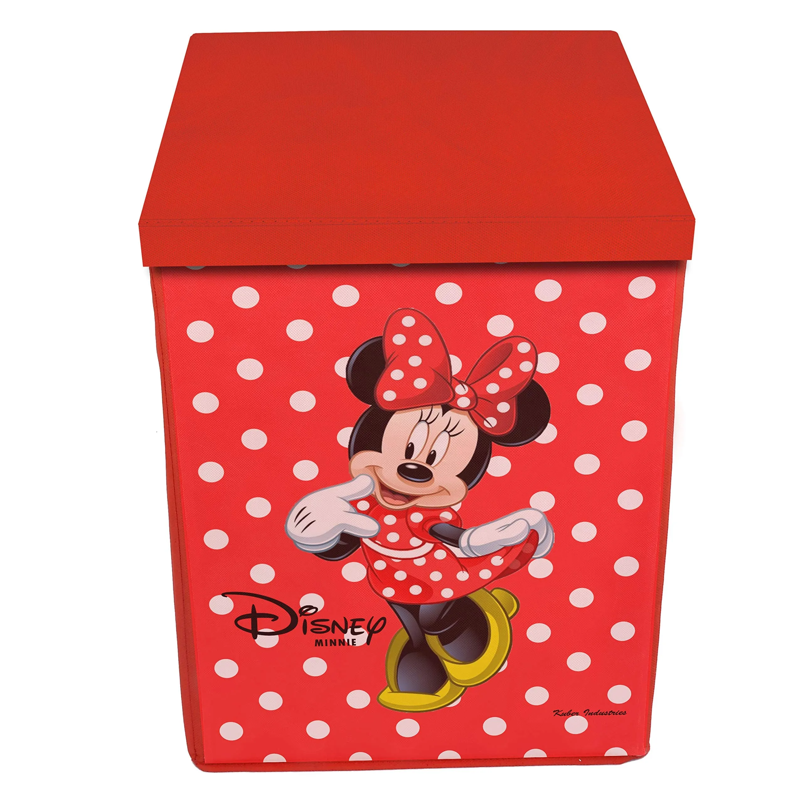 Kuber Industries Disney Minnie Mickey Mouse Print Non Woven Fabric Foldable Laundry Basket, Toy Storage Basket, Cloth Storage Basket with Lid & Handles (Set of 2, Black & Red)-KUBMART1221, Standard