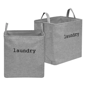 Kuber Industries Laundry Basket | Square Foldable Laundry Basket | Jute Storage Bag with Handles | Clothes Basket for Home | Toy Storage Basket | 40 LTR | Pack of 2 | Gray