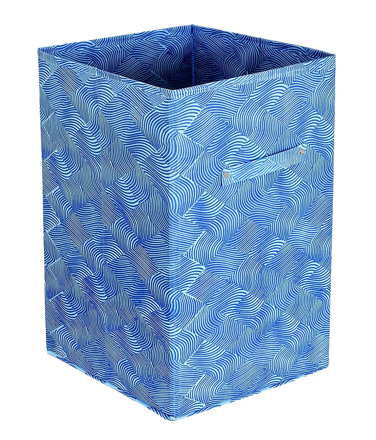 Kuber Industries Lehariya Printed Non-Woven Foldable Large Laundry basket/Hamper With Handles (Blue)-HS43KUBMART25864