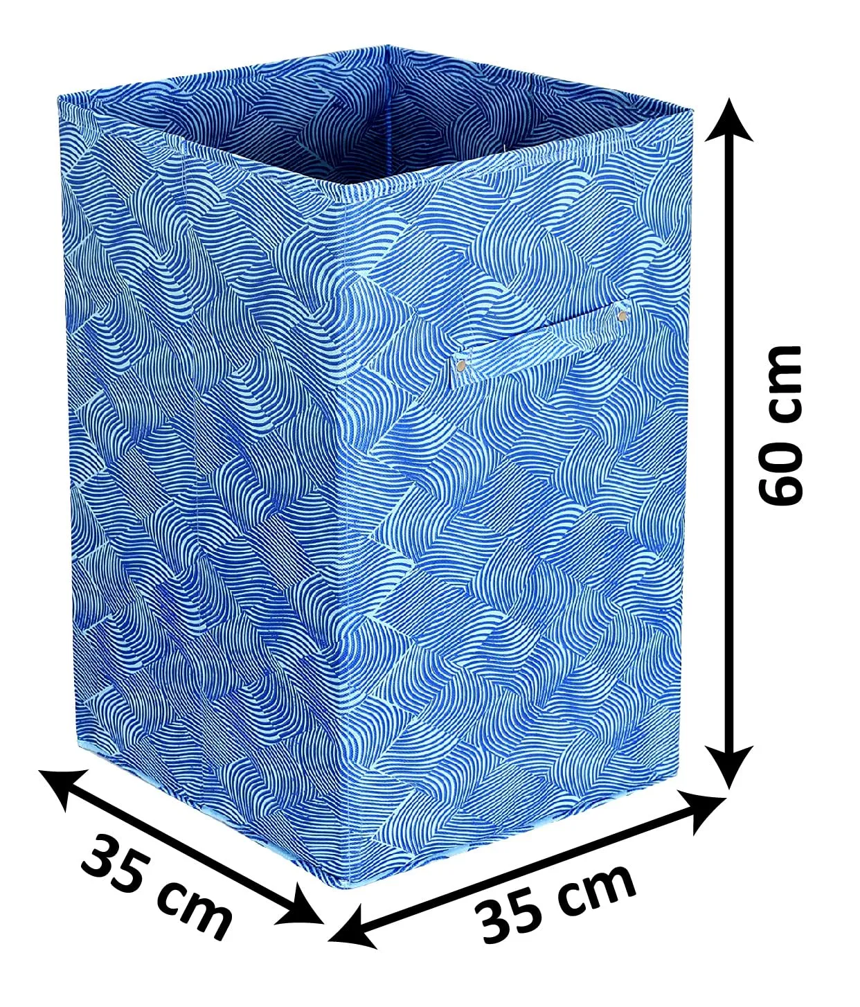 Kuber Industries Lehariya Printed Non-Woven Foldable Large Laundry basket/Hamper With Handles (Blue)-HS43KUBMART25864