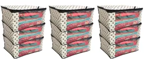 Kuber Industries Polka Dots Designer 9 Piece Non Woven Saree Cover Set, Ivory (NWSC0219)