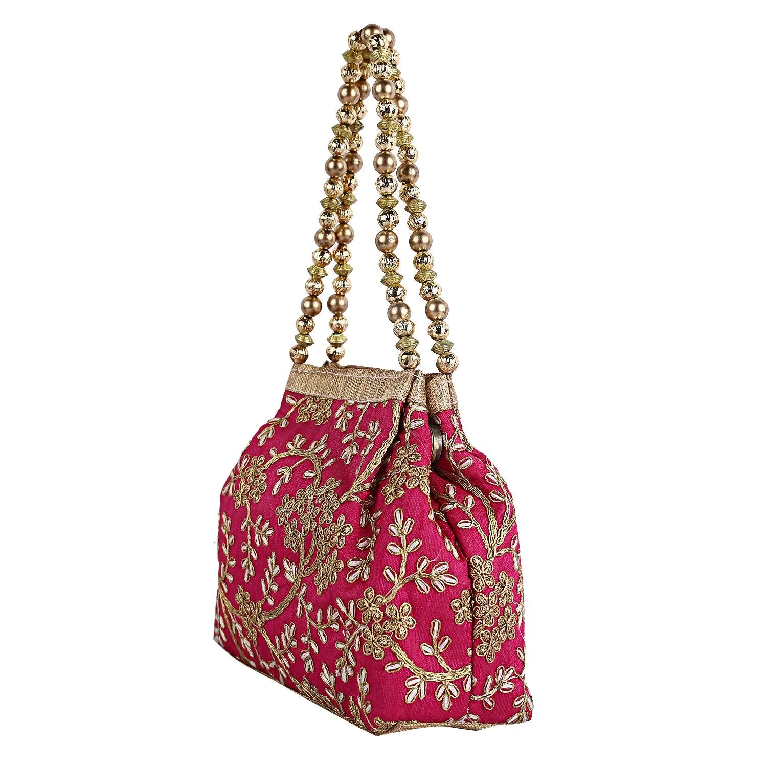 Kuber Industries Polyester Embroidered Woman Potli Bag, Pink (CTKTC4388)