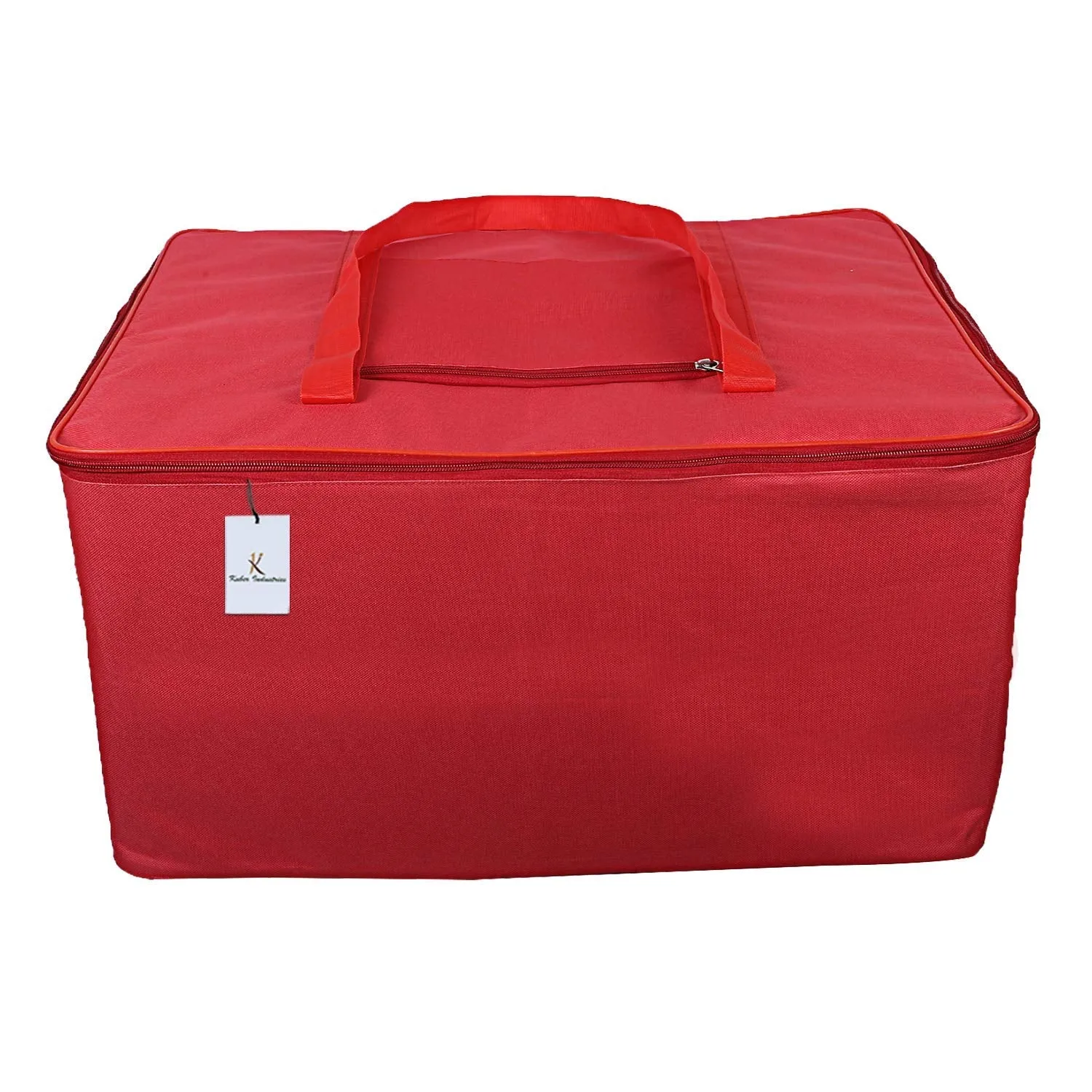 Kuber Industries Rexine Jumbo Non Woven Underbed Bag|Storage Organiser|Blanket Cover with Transparent Window|Storage Bag for Clothes Large (Red)