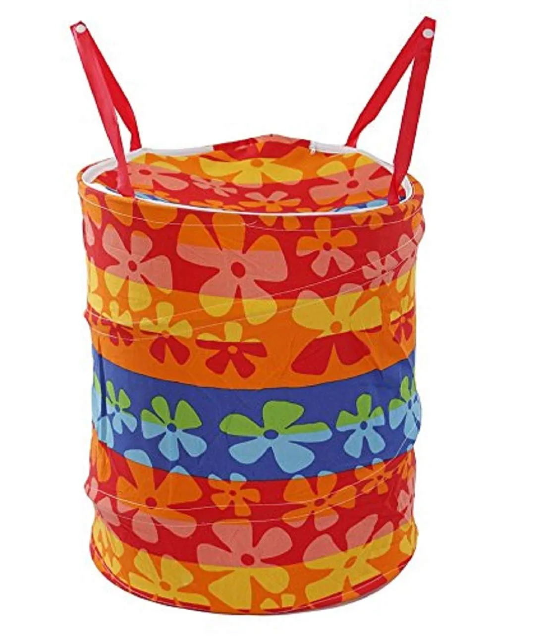 Kuber Industries Round Cloth Foldable Laundry Basket Bag, Volume:-30L,Multi Color