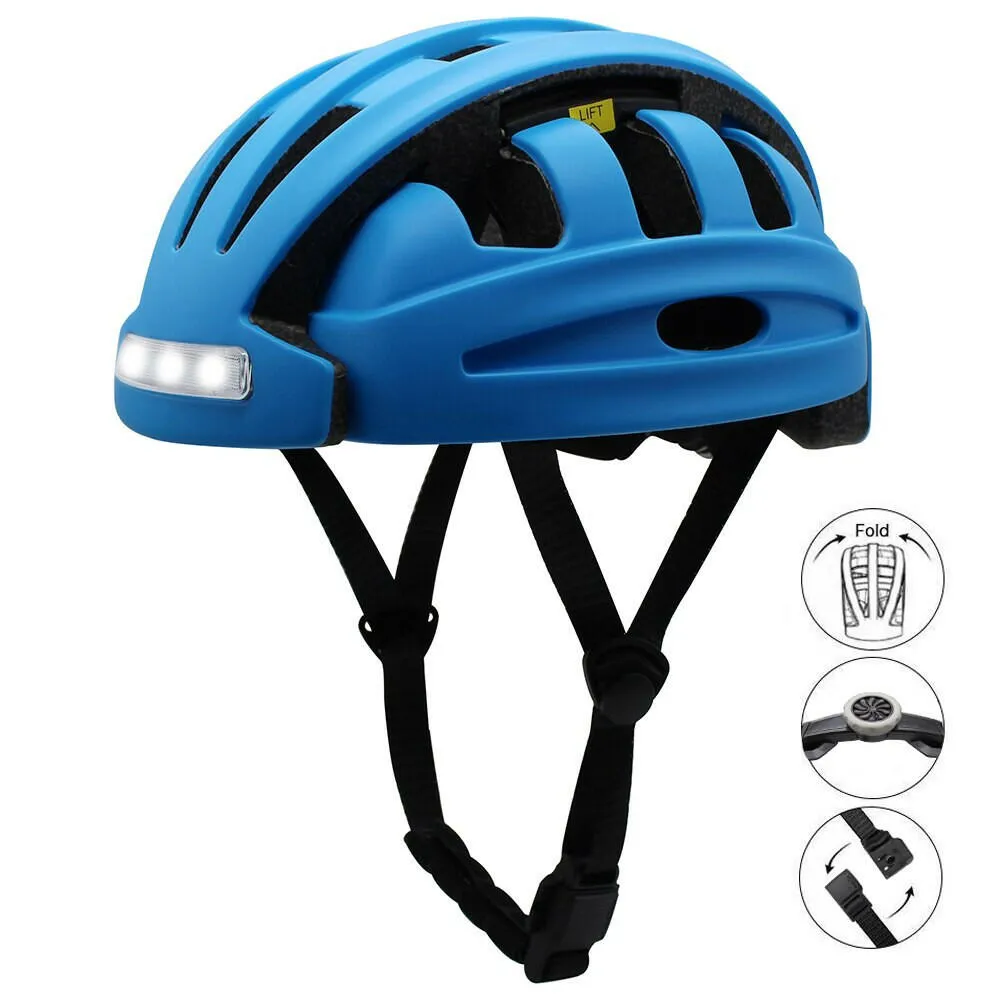 LED Portable Riding City Helmet Folding Cycling MTB Road Helmet Bicycle Lightweight With Taillight Headlight