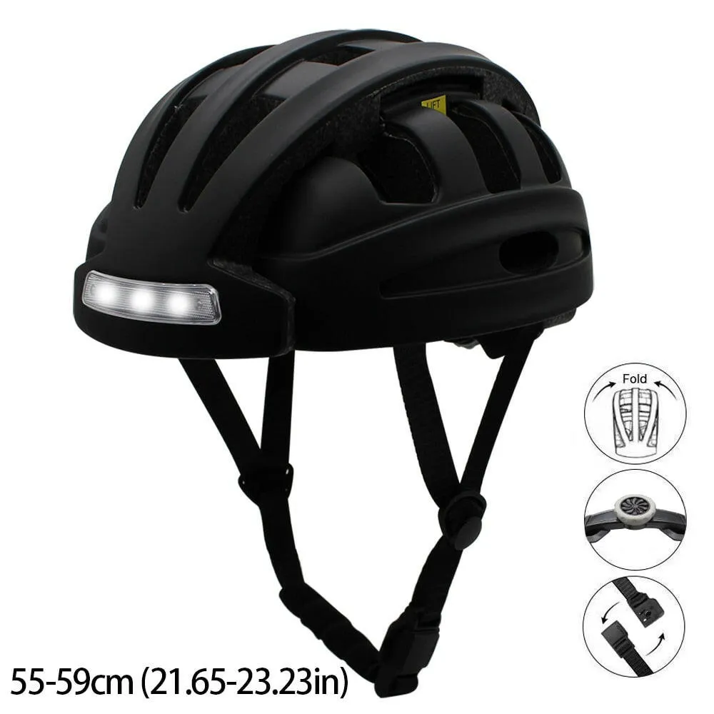 LED Portable Riding City Helmet Folding Cycling MTB Road Helmet Bicycle Lightweight With Taillight Headlight