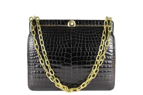 LOEWE black crocodile bag with chain handle