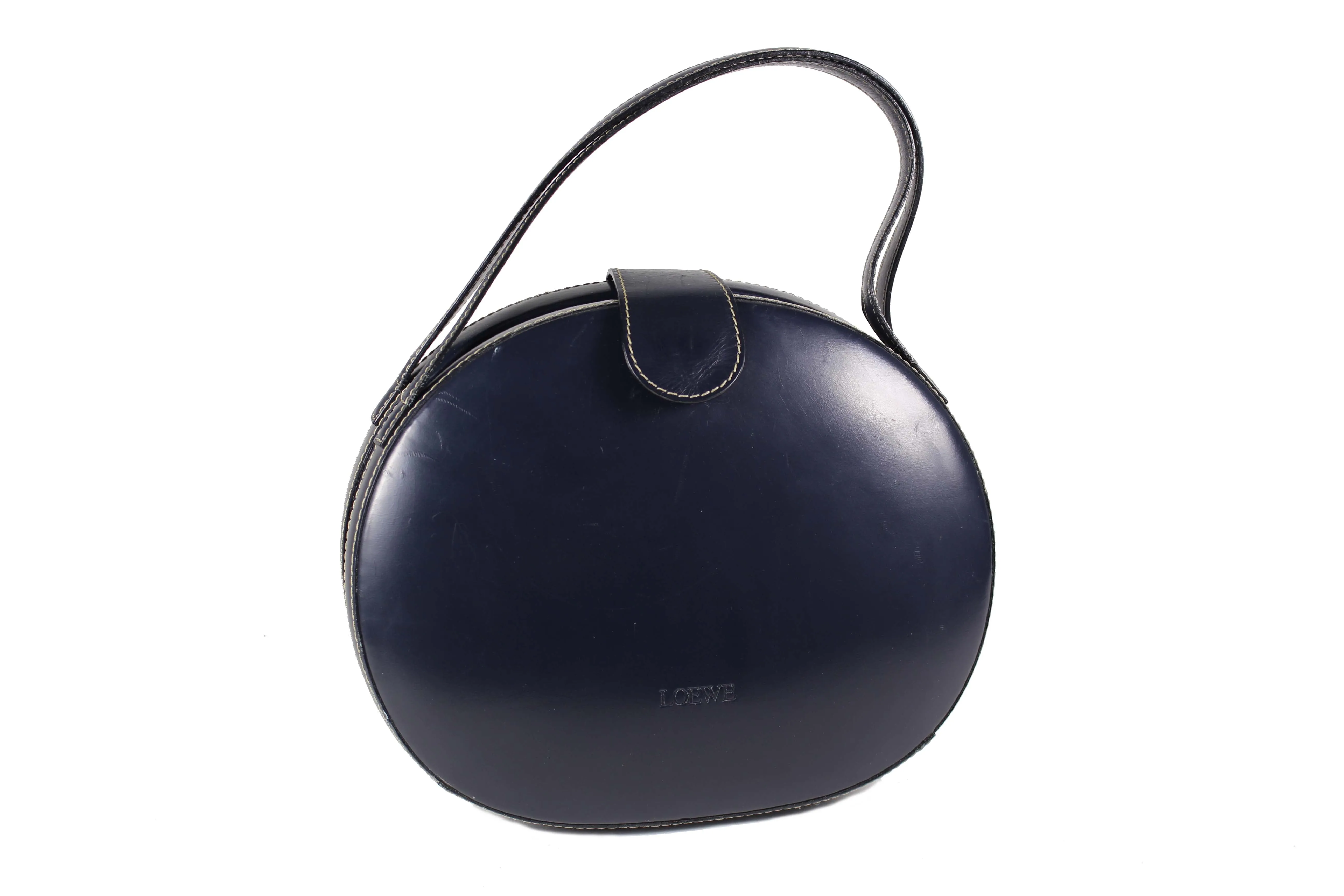 LOEWE Plaza dark blue leather bag