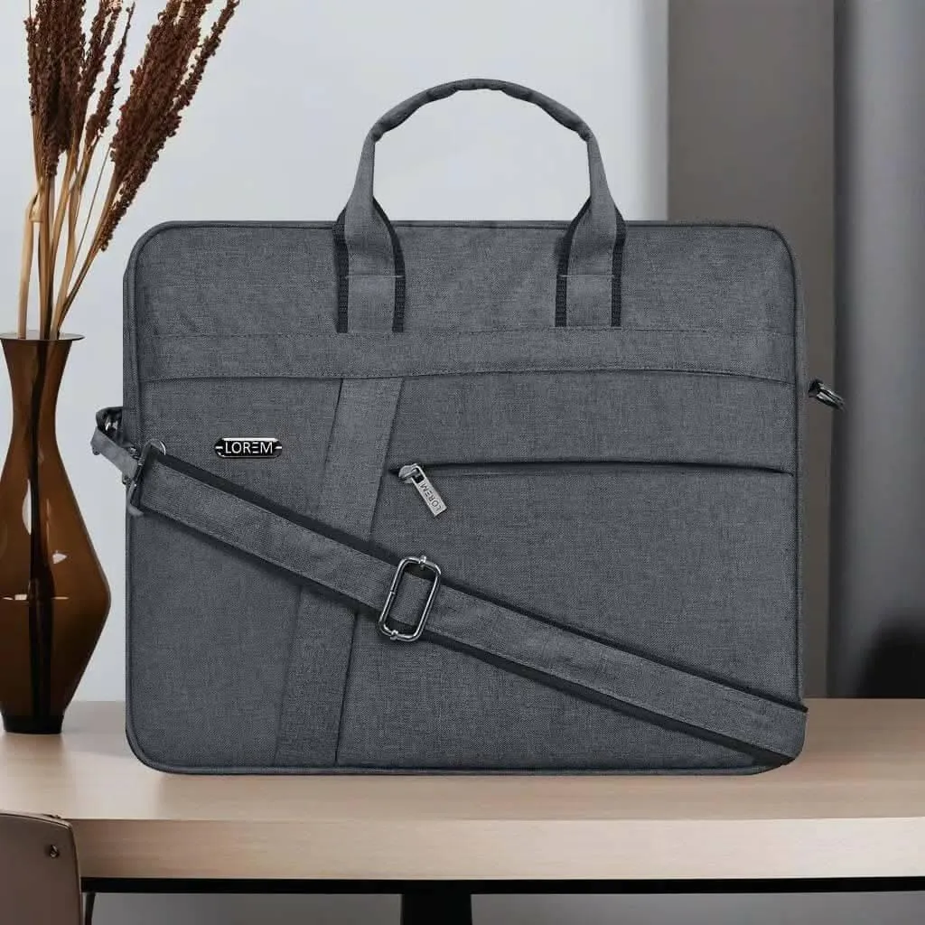 LOREM Grey Linen 10L Laptop Messenger Bag for Men & Women (BG20)