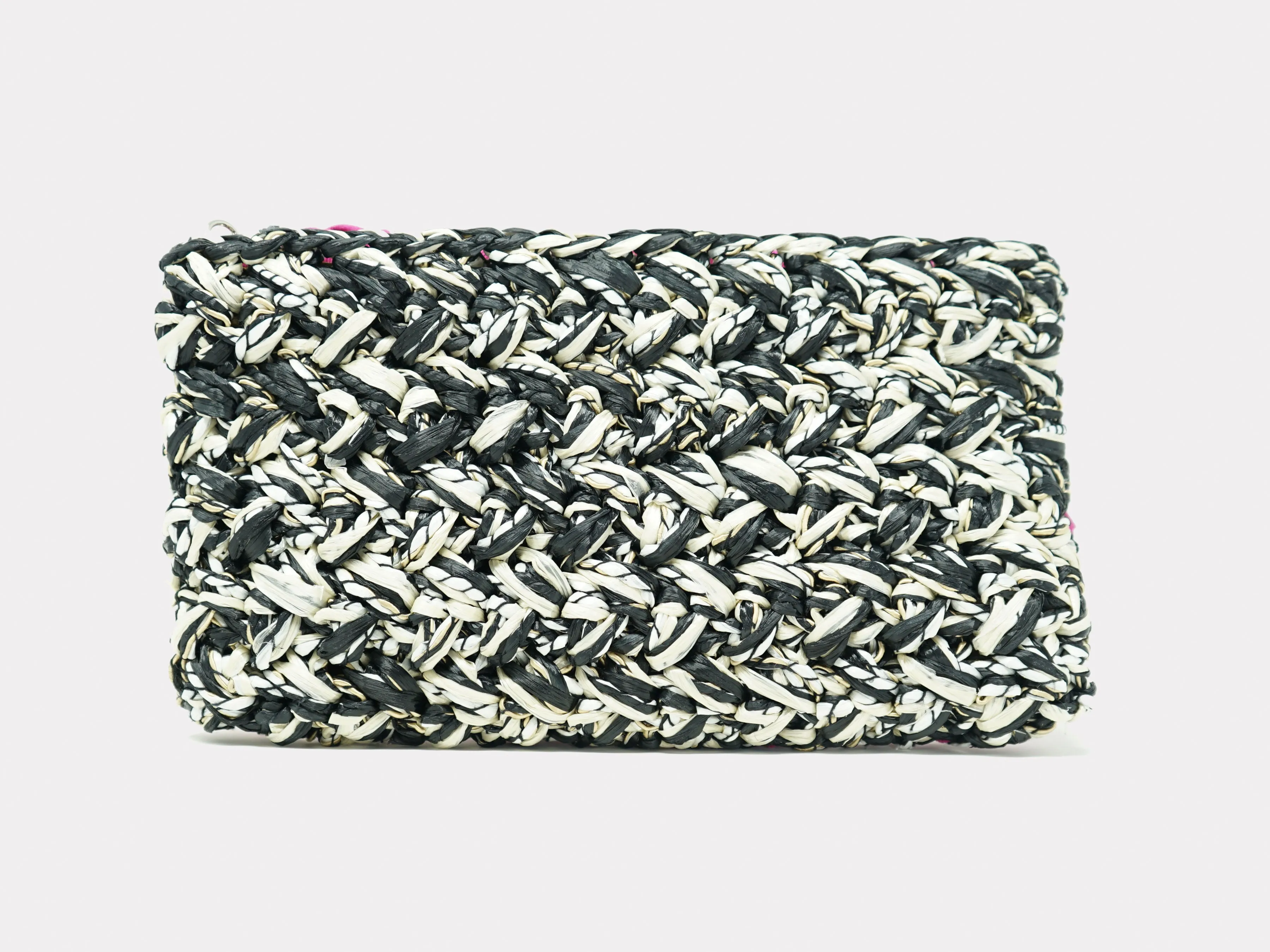 Lorenza Gandaglia Grosgrain Raffia Clutch Pink