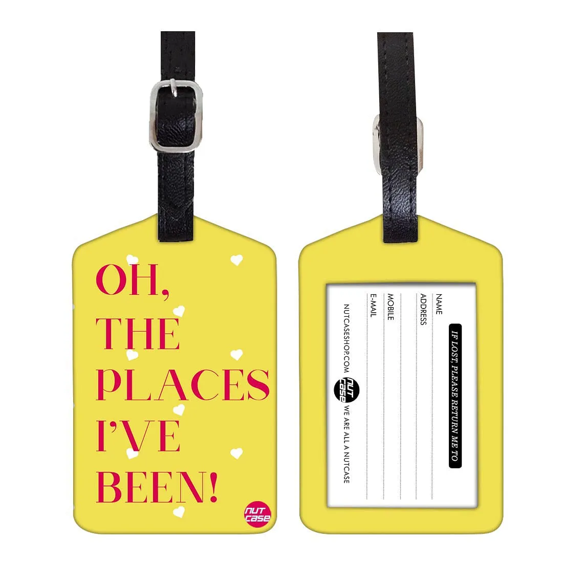 Luggage Tags Set Of 2 -  PLACES I HAVE BEEN - YELLOW