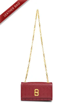 Luna Leather Wallet on Chain - Red