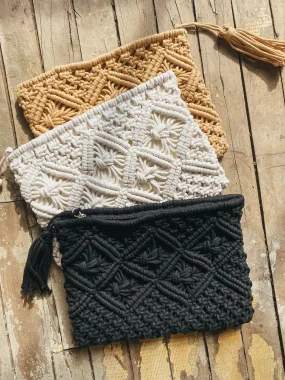 Luxe Crochet Clutch Tassel Bag