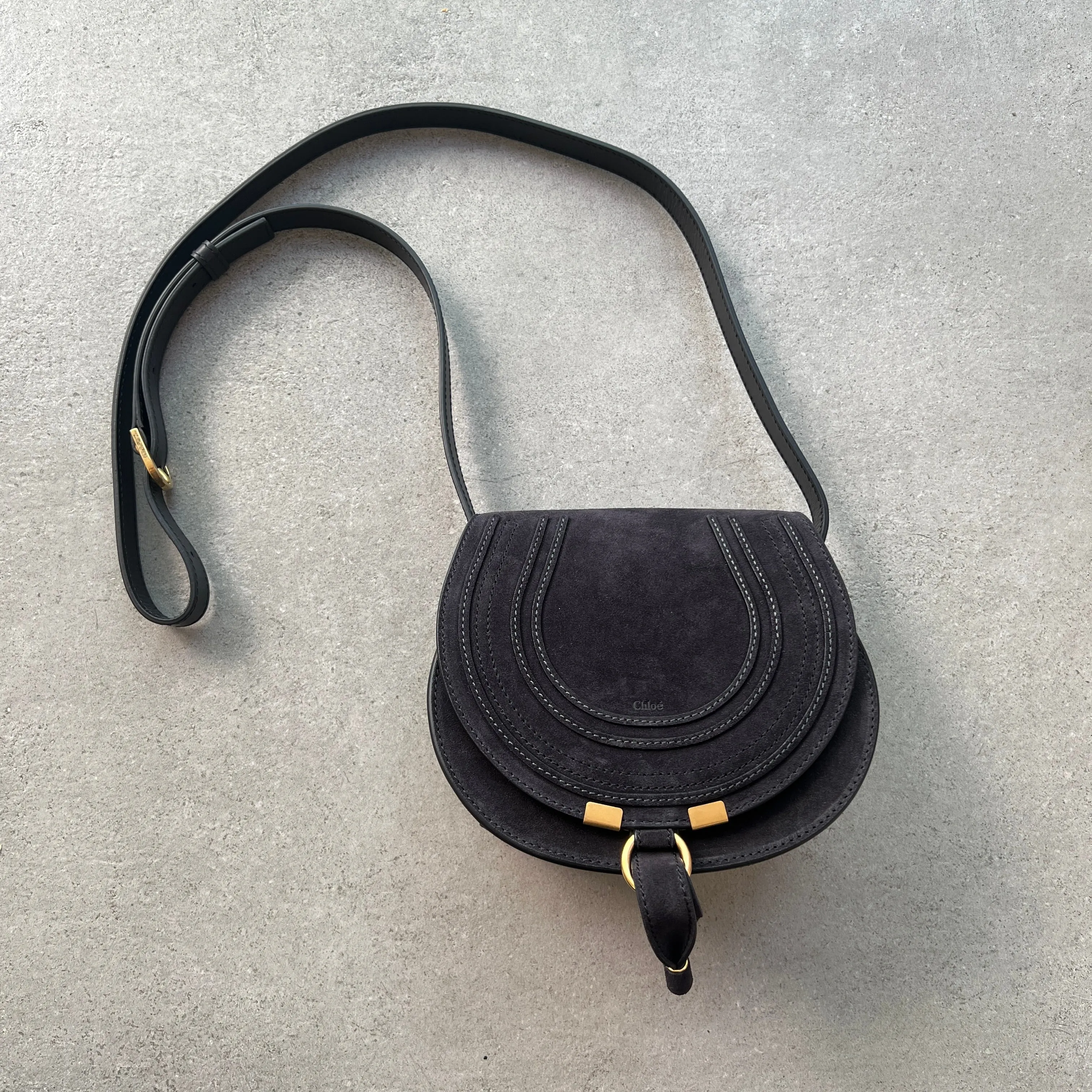 Marcie Mini Satchel, Suede Midnight