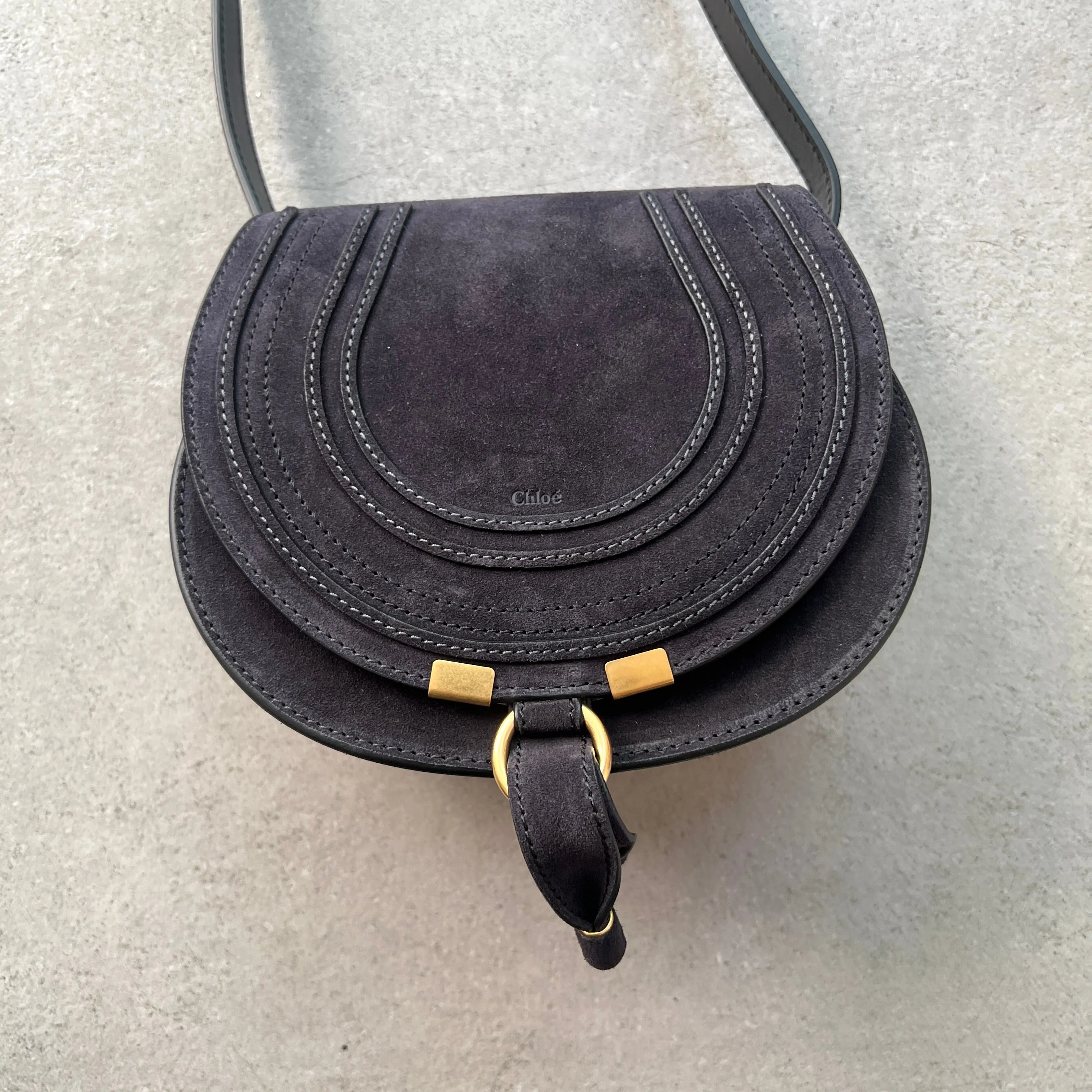 Marcie Mini Satchel, Suede Midnight