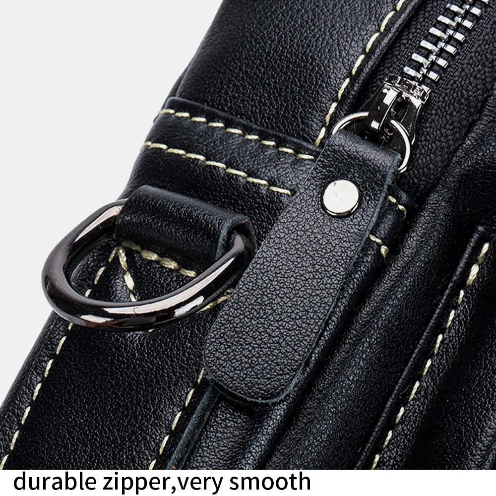 Men Genuine Leather Multi-pocket Waterproof Vintage Handbag Crossbody Bag Shoulder