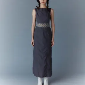 Mesh × nylon maxi dress