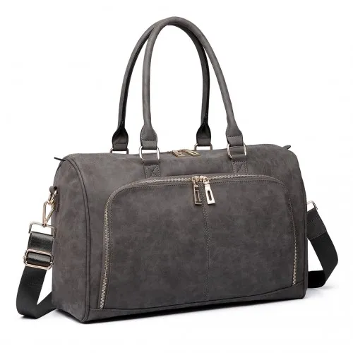 Miss Lulu Leather Look Maternity Changing Shoulder Bag Grey - Stylish & Practical Baby Bag