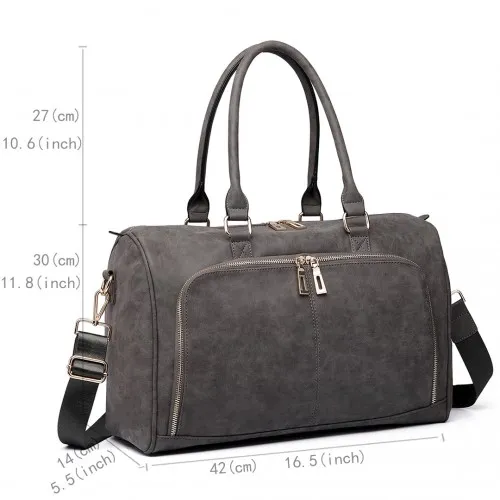 Miss Lulu Leather Look Maternity Changing Shoulder Bag Grey - Stylish & Practical Baby Bag