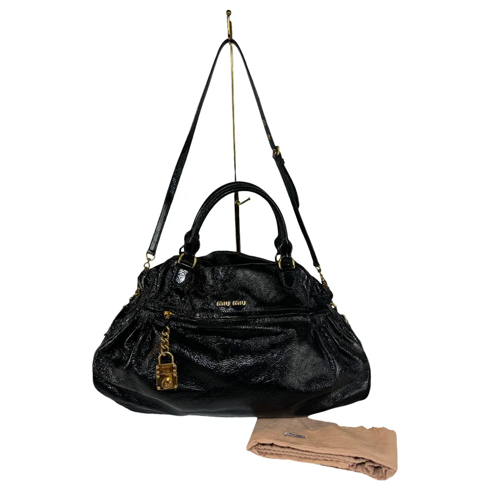 MIU MIU Black Patent Leather Shoulder Bag LHQ385