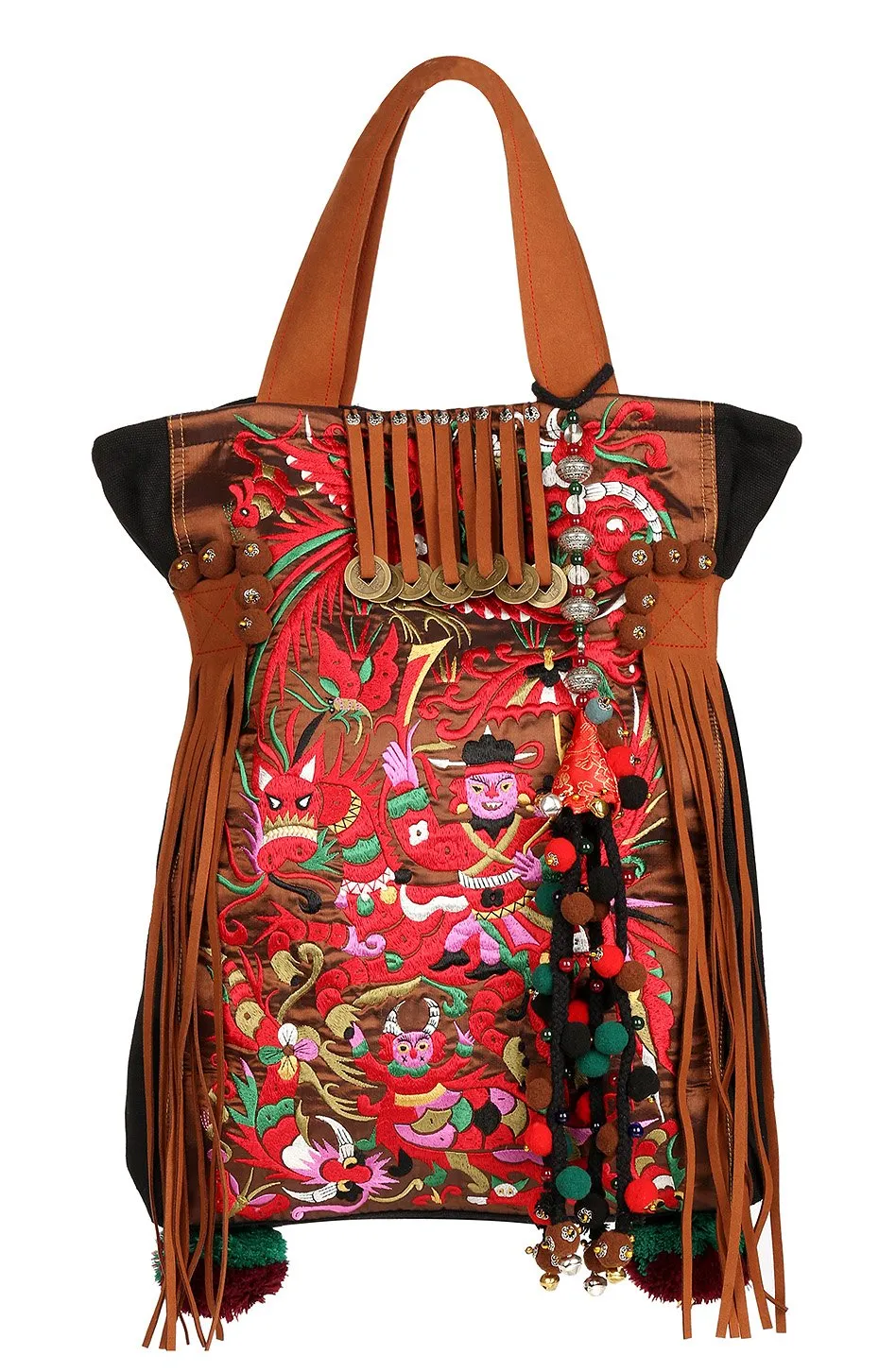 National style retro embroidery one shoulder travel big bag female