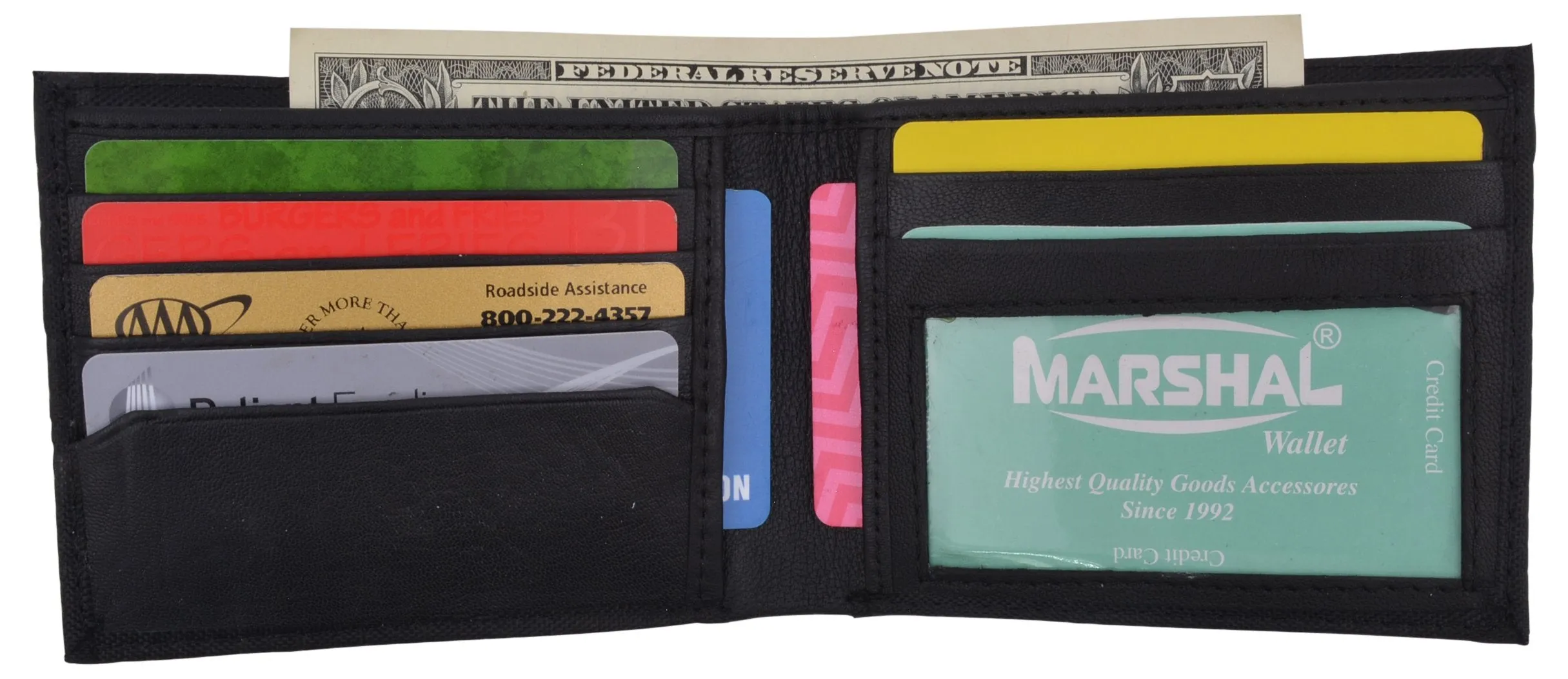 New Slim Thin Nylon Bifold Credit Card ID Wallet with Leather Interior T60LI